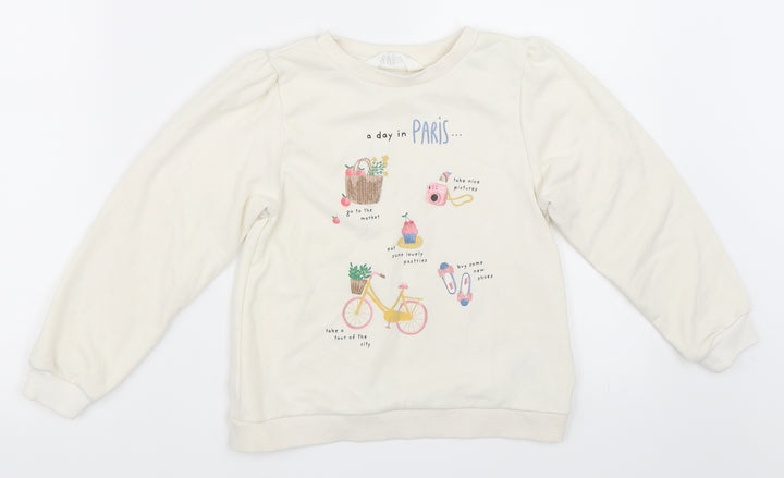 H&M Girls Ivory   Pullover Sweatshirt Size 4-5 Years