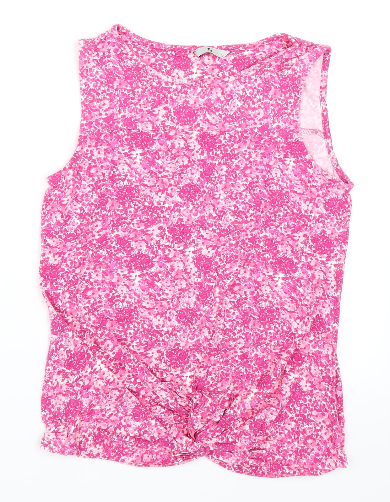 TU Womens Pink Floral  Basic Tank Size 12