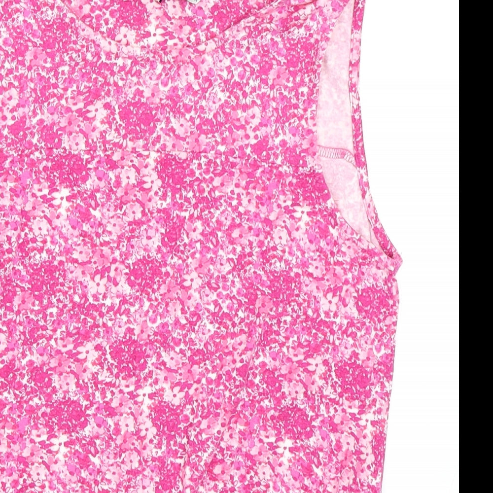 TU Womens Pink Floral  Basic Tank Size 12