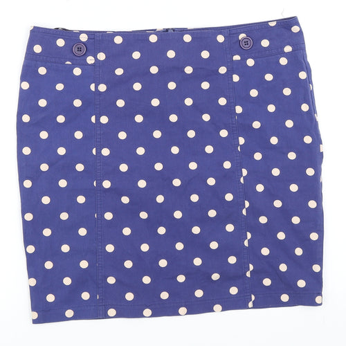 Topshop Womens Blue Polka Dot  Mini Skirt Size 12