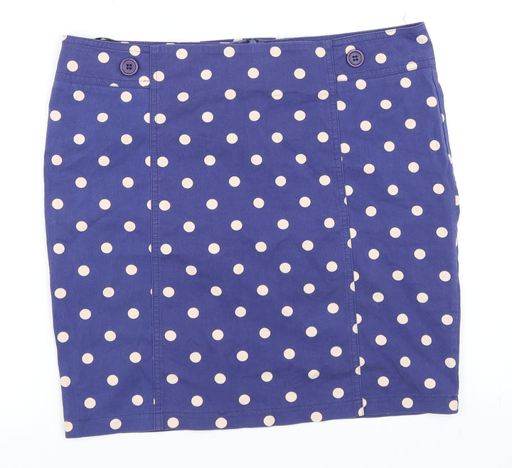 Topshop Womens Blue Polka Dot Mini Skirt Size 12