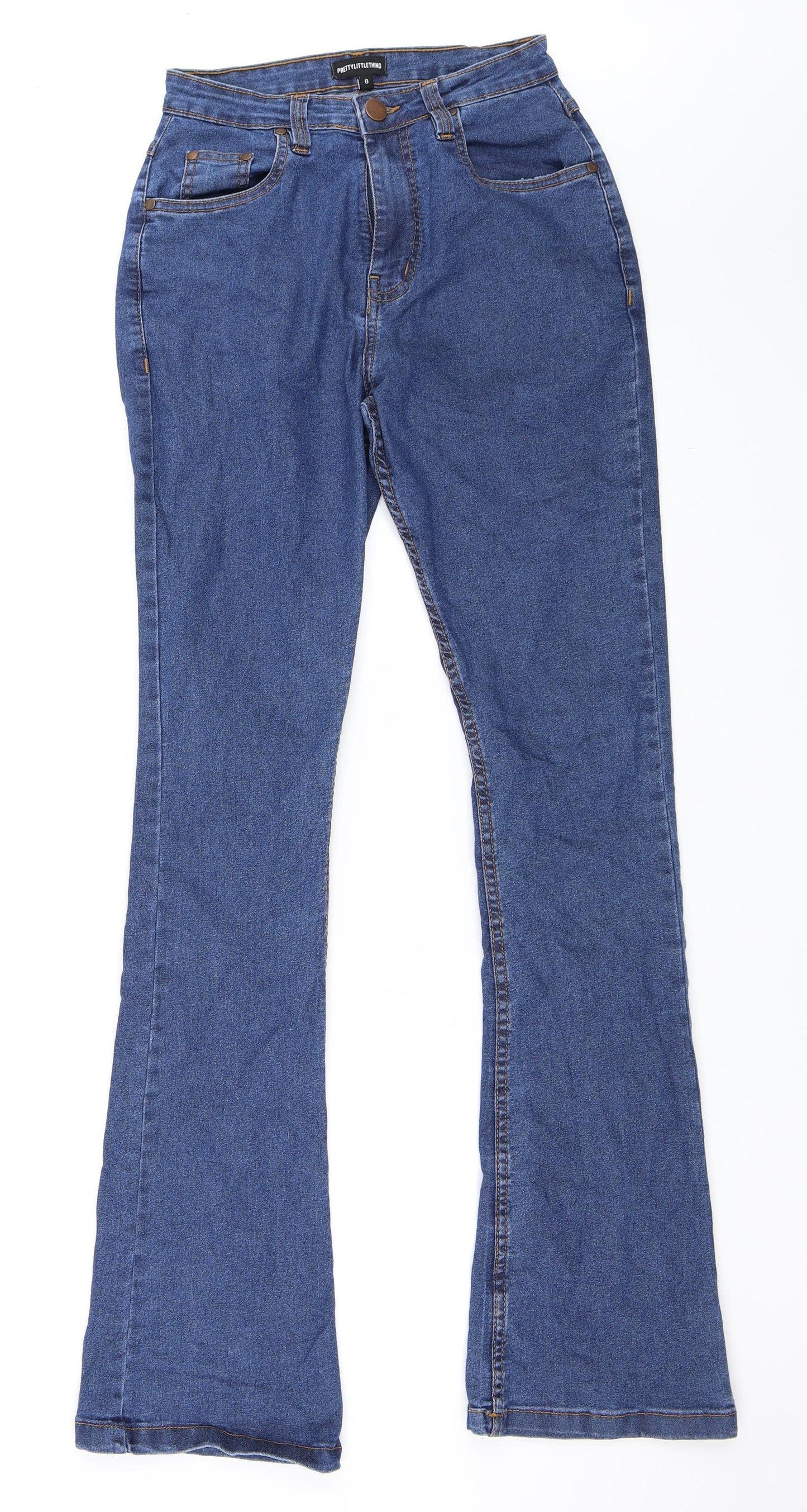 PRETTYLITTLETHING Womens Blue  Denim Bootcut Jeans Size 8 L32 in