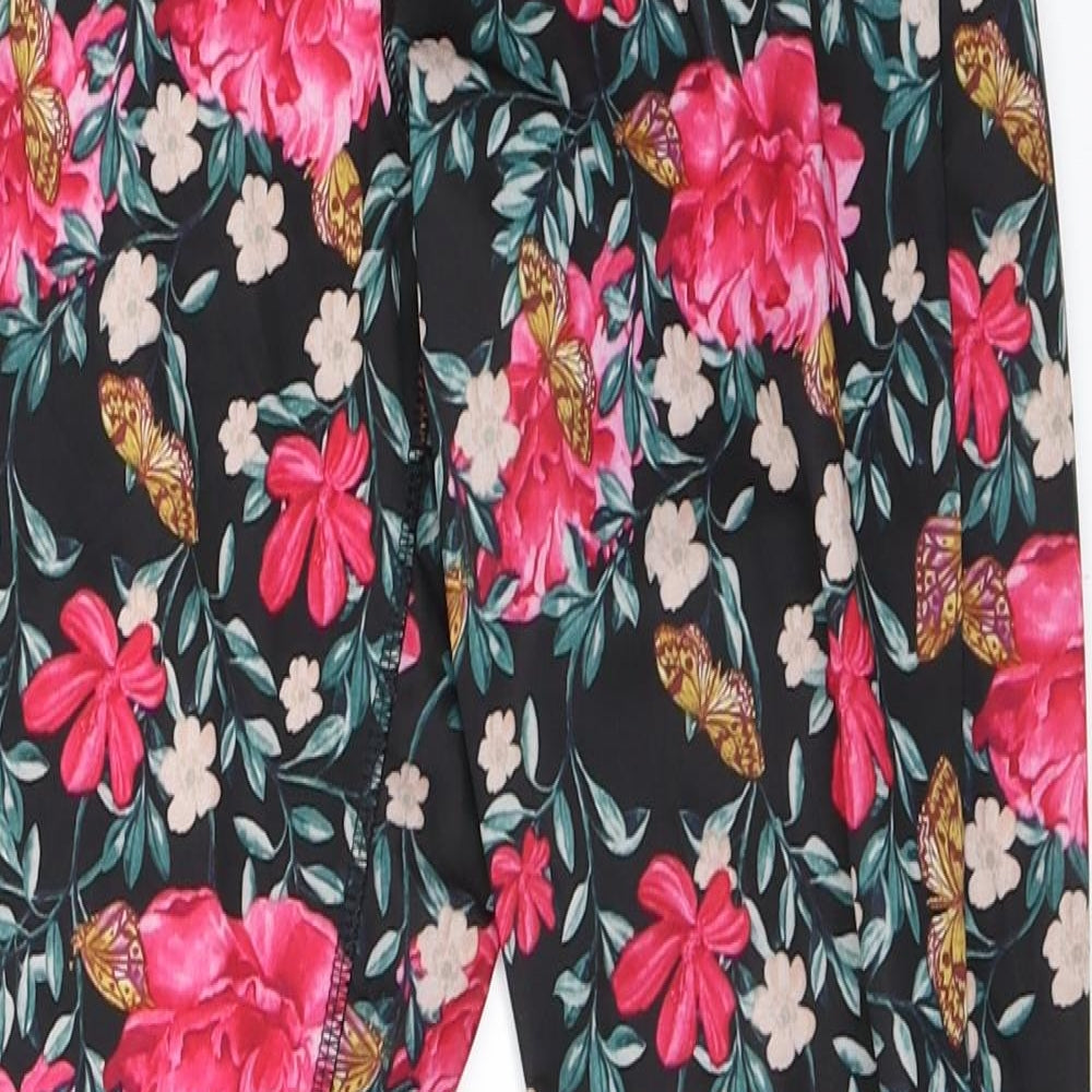 ESMARA Womens Black Floral  Compression Leggings Size S L27 in