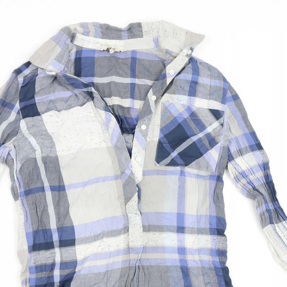 NEXT Womens Blue Check  Tunic Button-Up Size 6