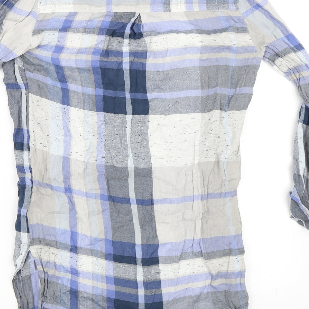 NEXT Womens Blue Check  Tunic Button-Up Size 6