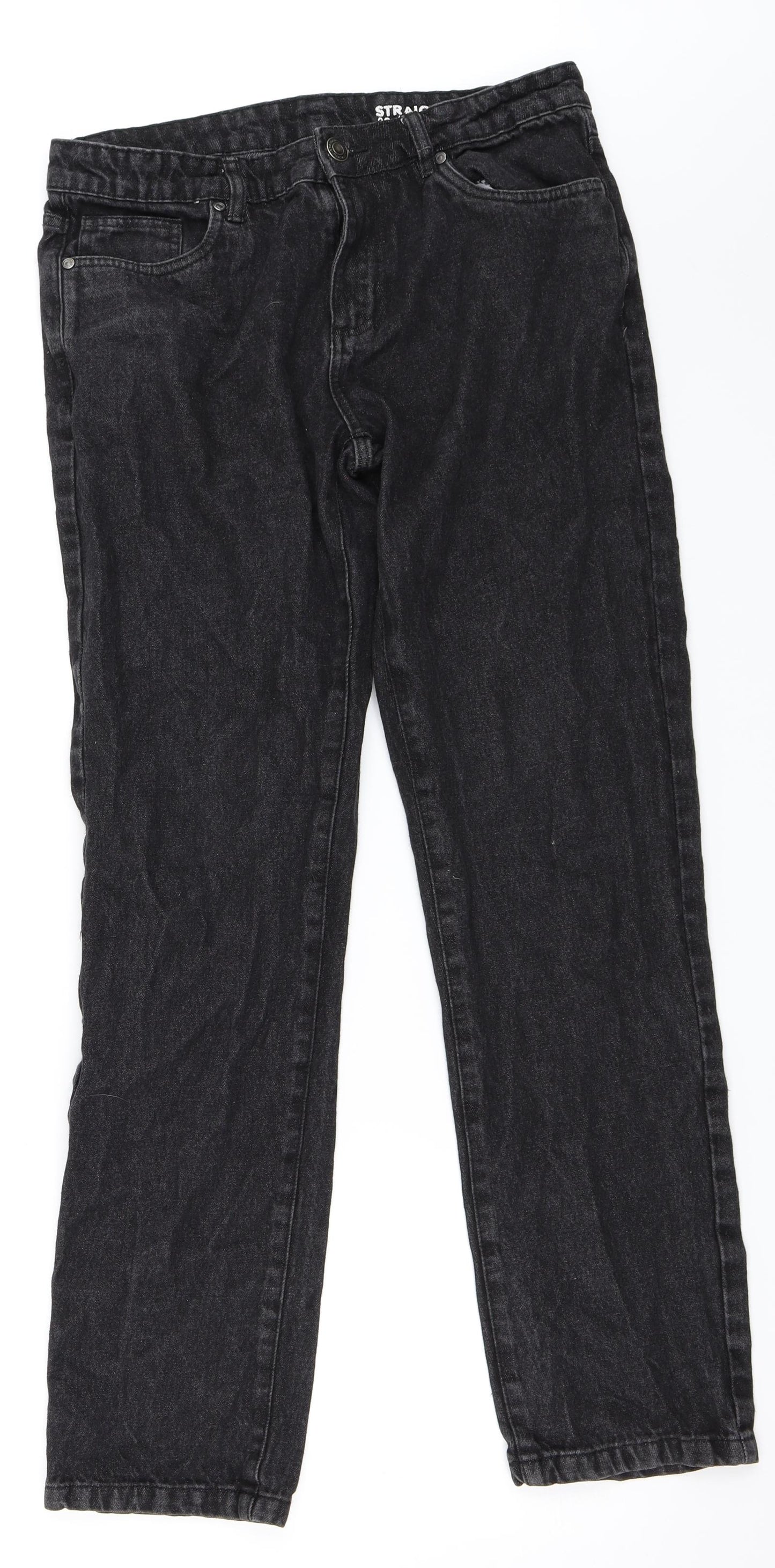 Peacocks Mens Black  Denim Straight Jeans Size 32 in L30 in