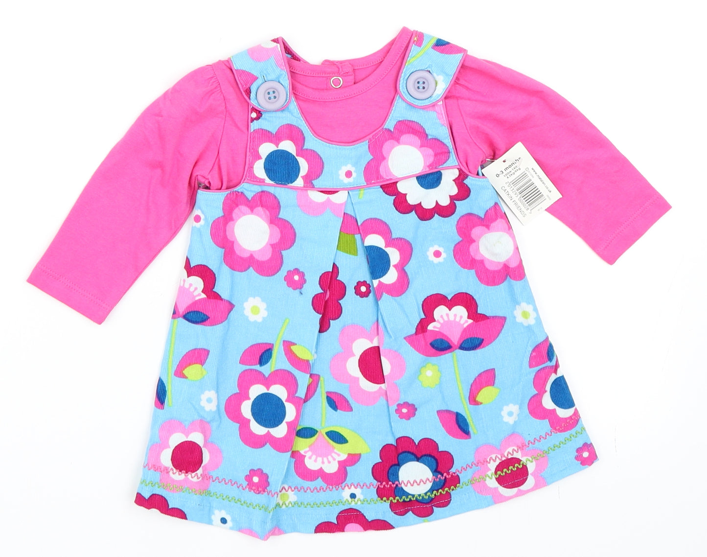 Matalan Girls Pink Floral  Shift  Size 0-3 Months