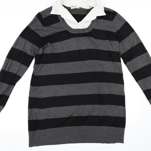 George Womens Grey Striped  Tunic Jumper Size 16
