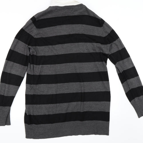George Womens Grey Striped  Tunic Jumper Size 16