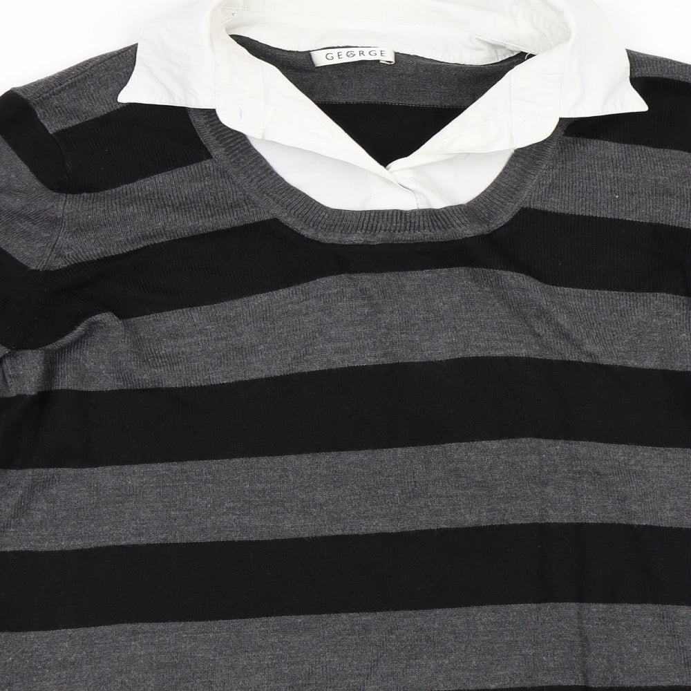 George Womens Grey Striped  Tunic Jumper Size 16