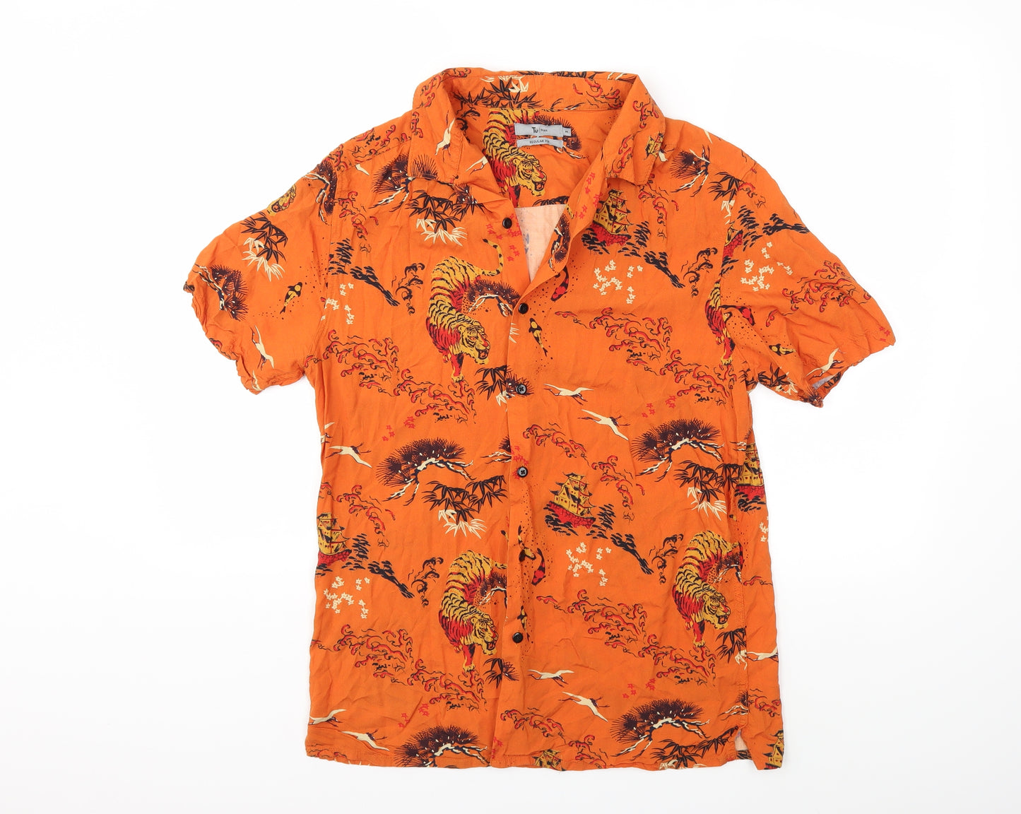 TU Mens Orange    Button-Up Size M