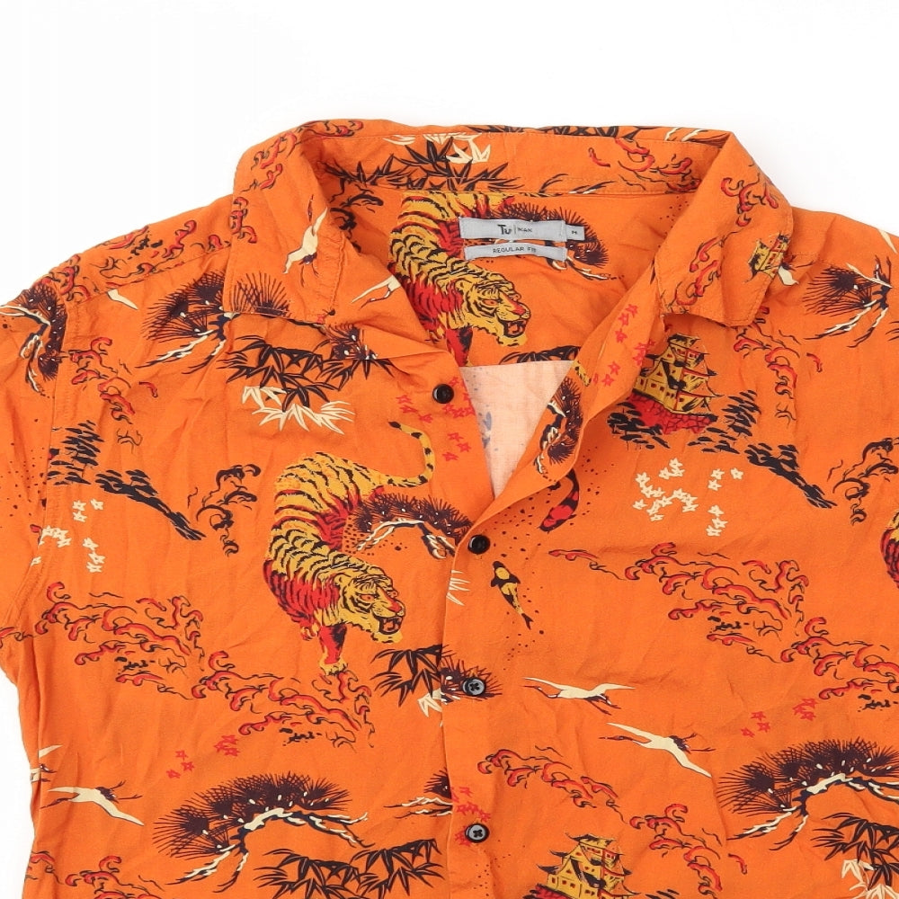 TU Mens Orange    Button-Up Size M