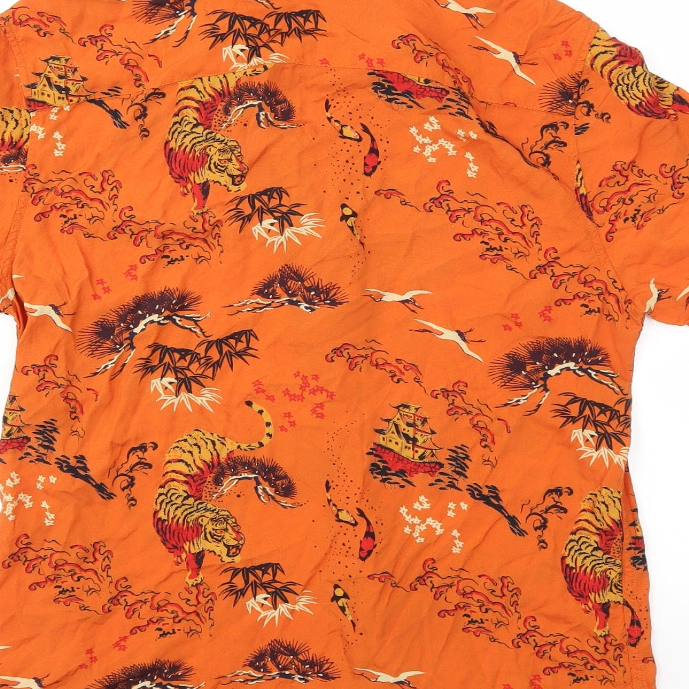 TU Mens Orange    Button-Up Size M