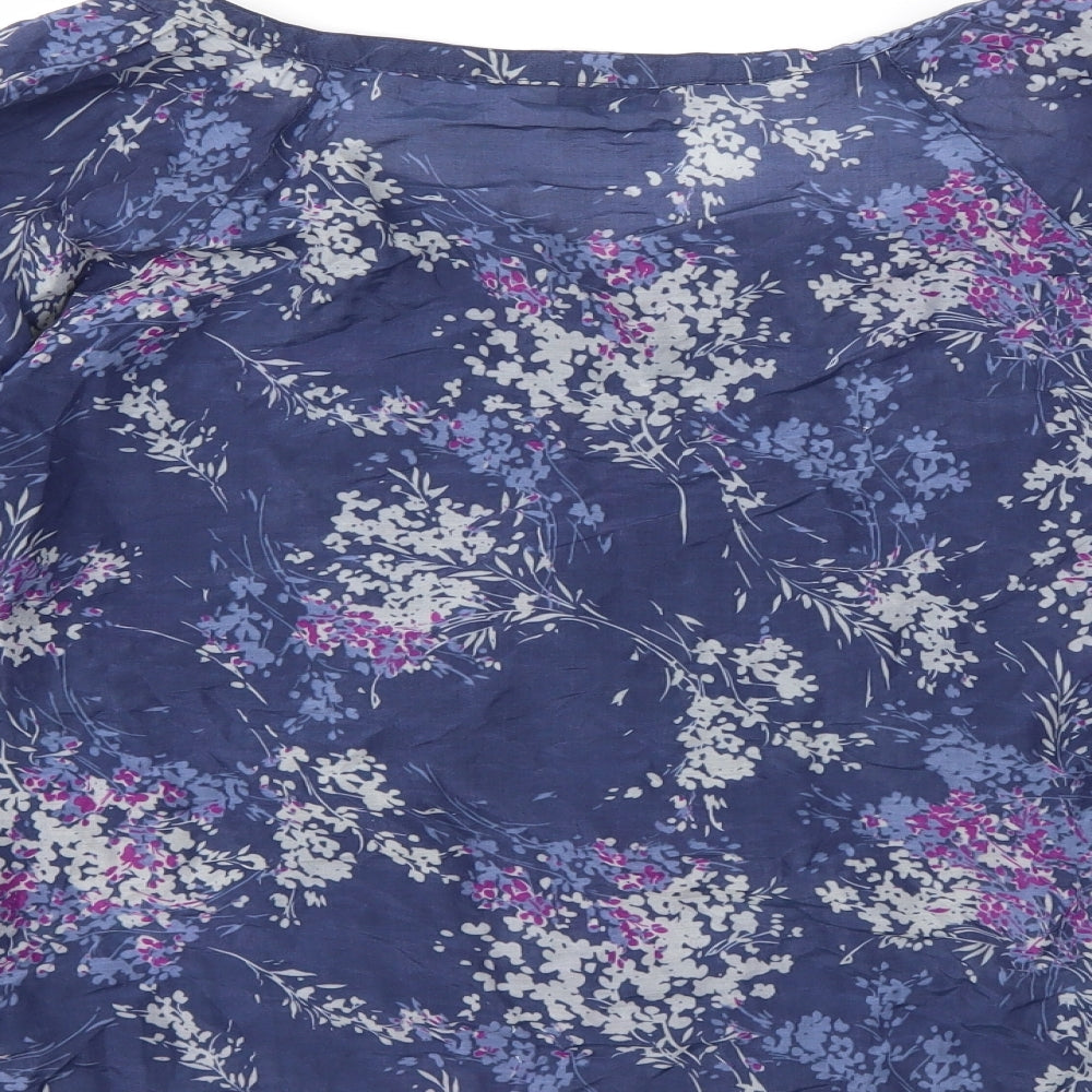 Marks and Spencer Womens Blue Floral  Basic Blouse Size 16