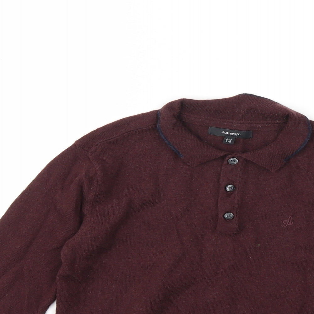 Marks and Spencer Boys Red  Knit Pullover Jumper Size 8-9 Years