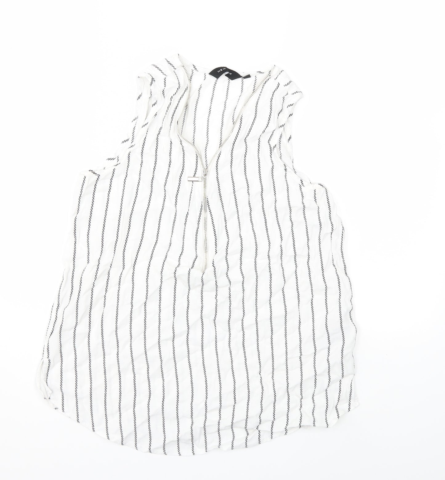 New Look Womens White Striped  Basic Tank Size 12