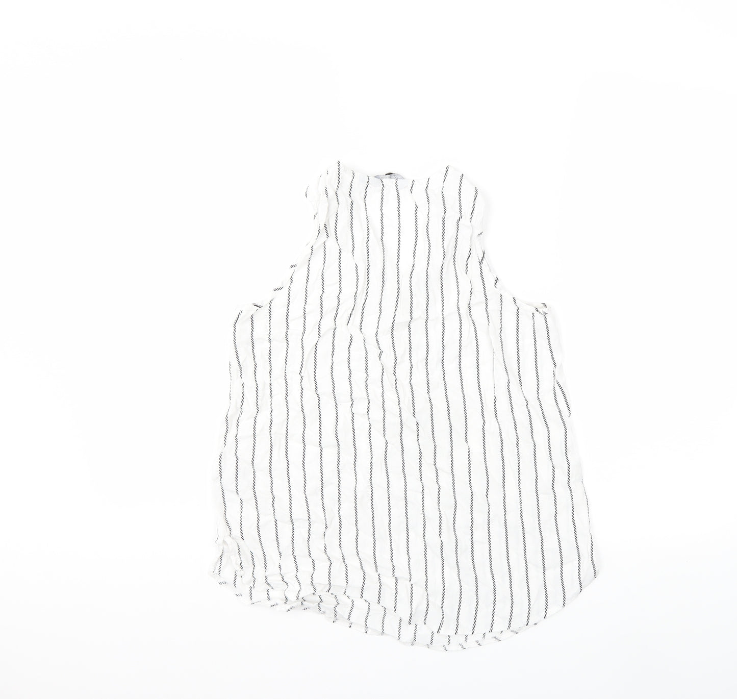 New Look Womens White Striped  Basic Tank Size 12