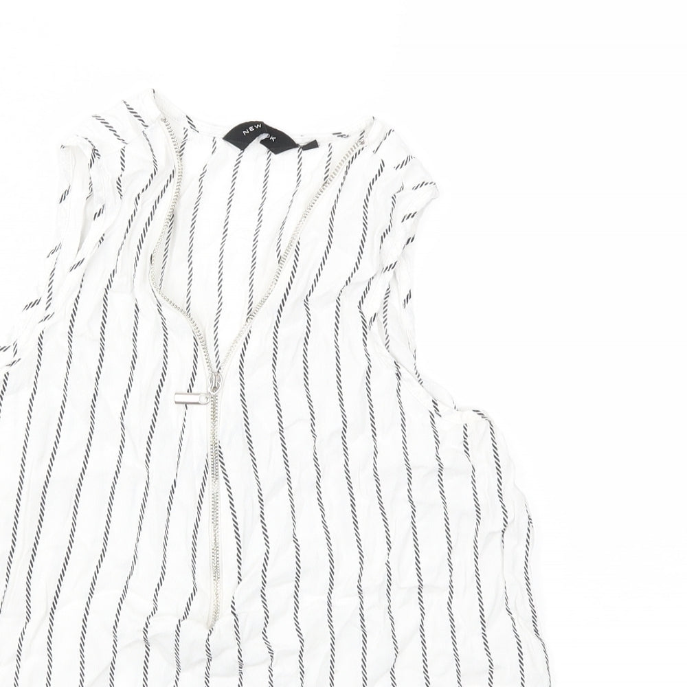 New Look Womens White Striped  Basic Tank Size 12