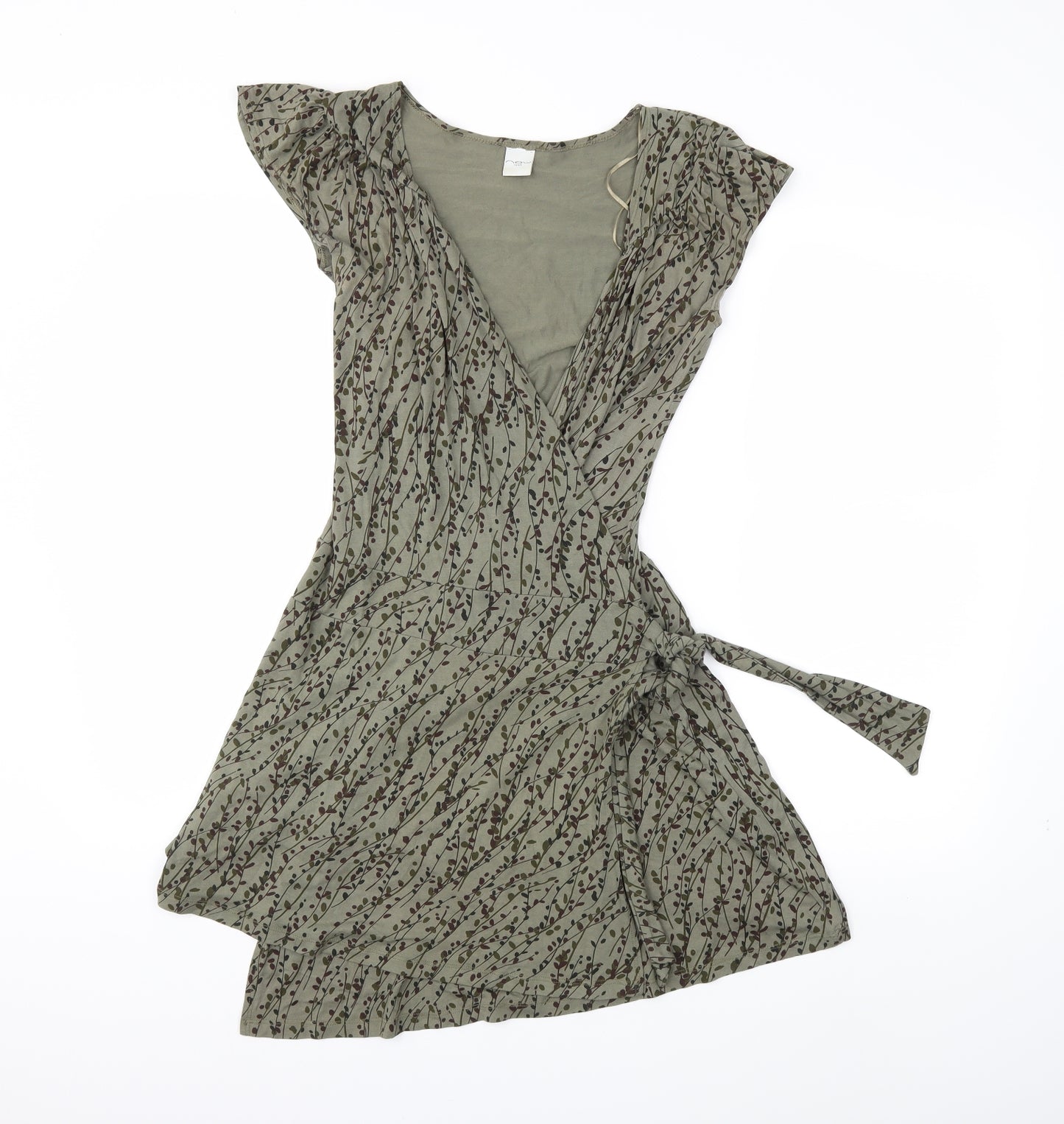 New Look Womens Green Animal Print  Wrap Dress  Size 10