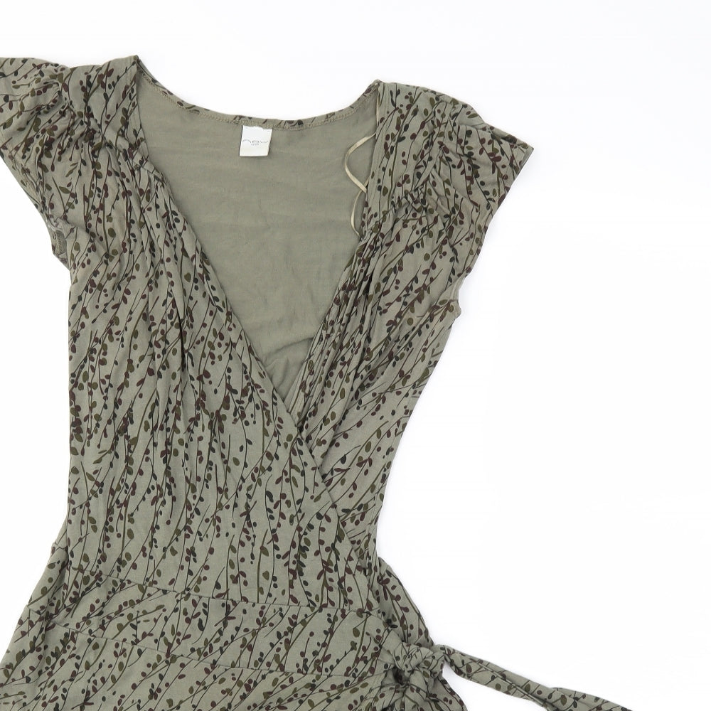 New Look Womens Green Animal Print  Wrap Dress  Size 10