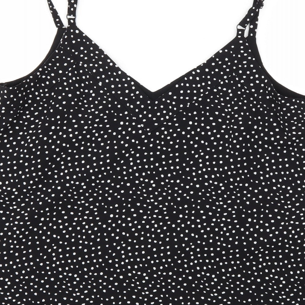 George Womens Black Polka Dot  Basic Tank Size 12
