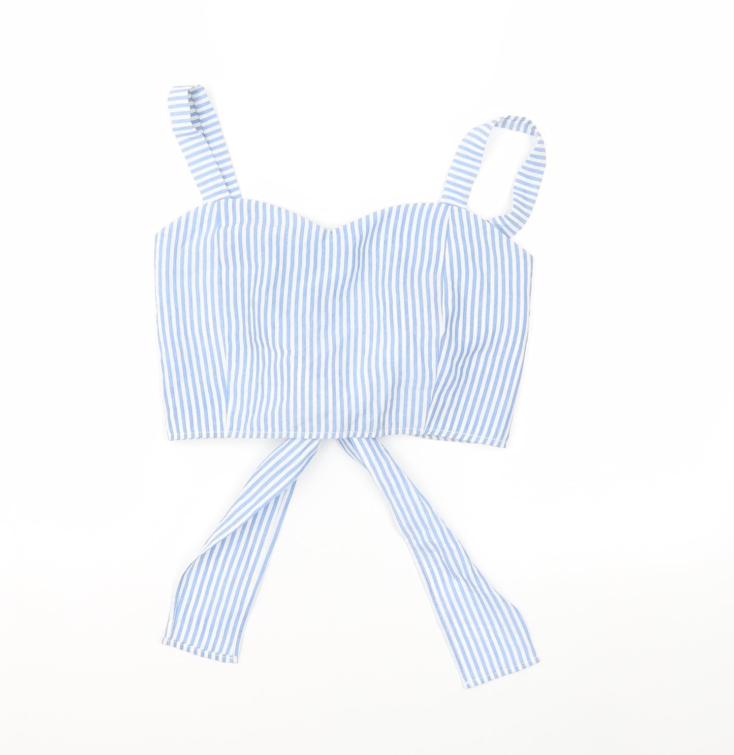 Preworn Womens Blue Striped  Basic Blouse Size M