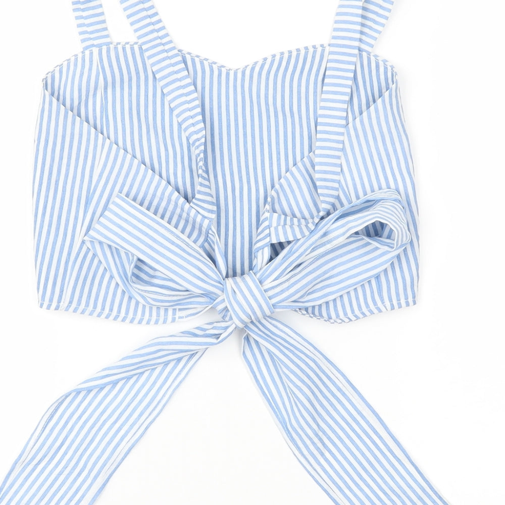 Preworn Womens Blue Striped  Basic Blouse Size M