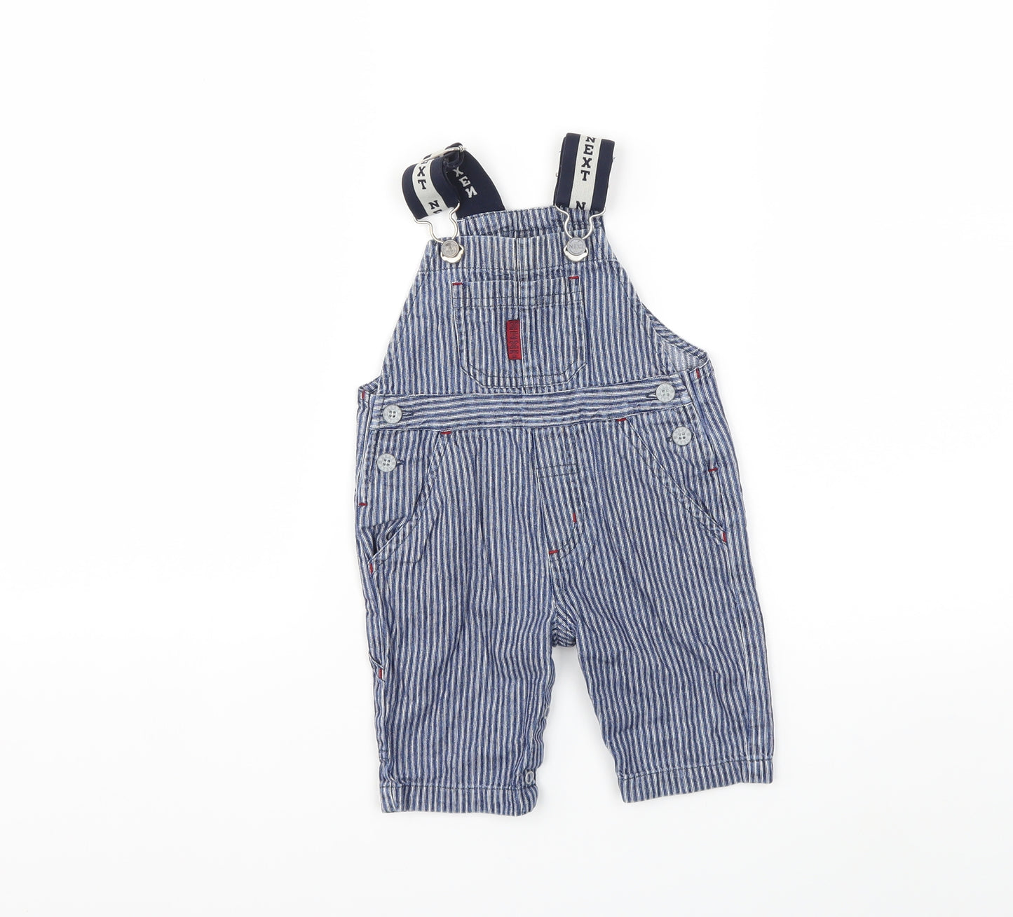NEXT Baby Blue Striped Denim Dungaree One-Piece Size 3-6 Months