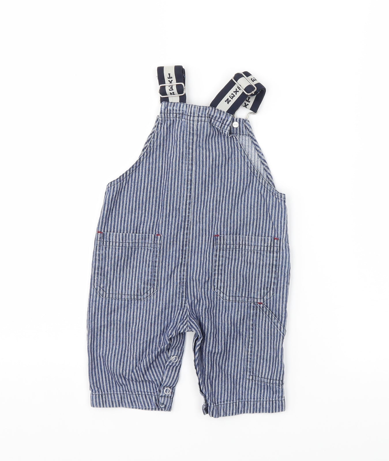 NEXT Baby Blue Striped Denim Dungaree One-Piece Size 3-6 Months
