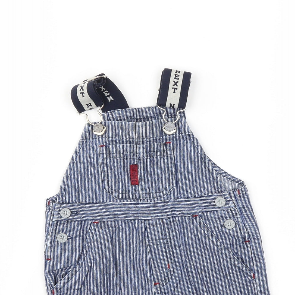 NEXT Baby Blue Striped Denim Dungaree One-Piece Size 3-6 Months