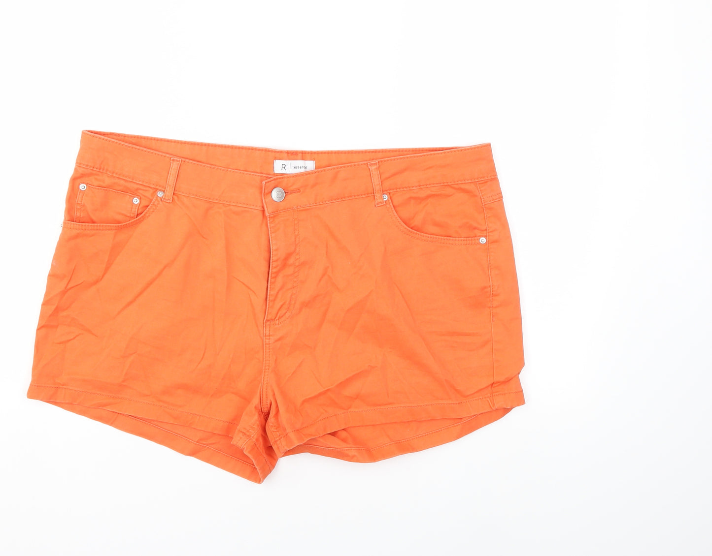 Preworn Womens Orange  Denim Hot Pants Shorts Size 18
