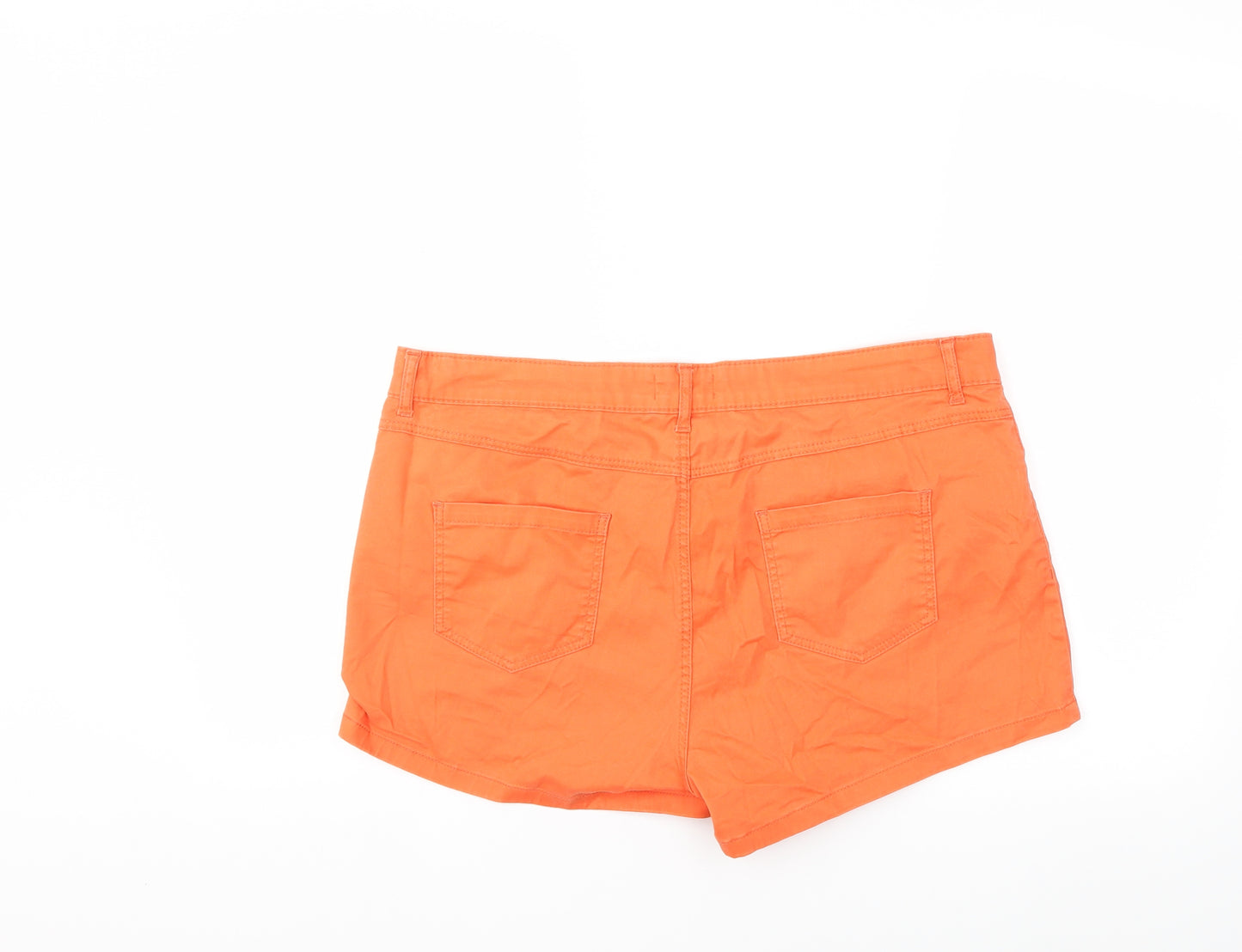 Preworn Womens Orange  Denim Hot Pants Shorts Size 18