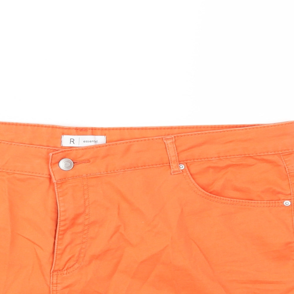 Preworn Womens Orange  Denim Hot Pants Shorts Size 18