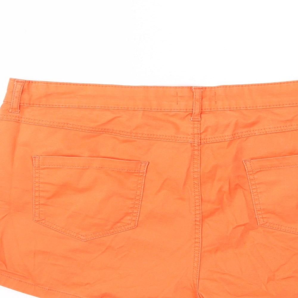 Preworn Womens Orange  Denim Hot Pants Shorts Size 18