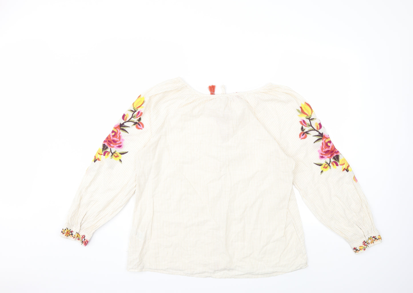 Falmer Heritage Womens White Striped  Basic Blouse Size 16