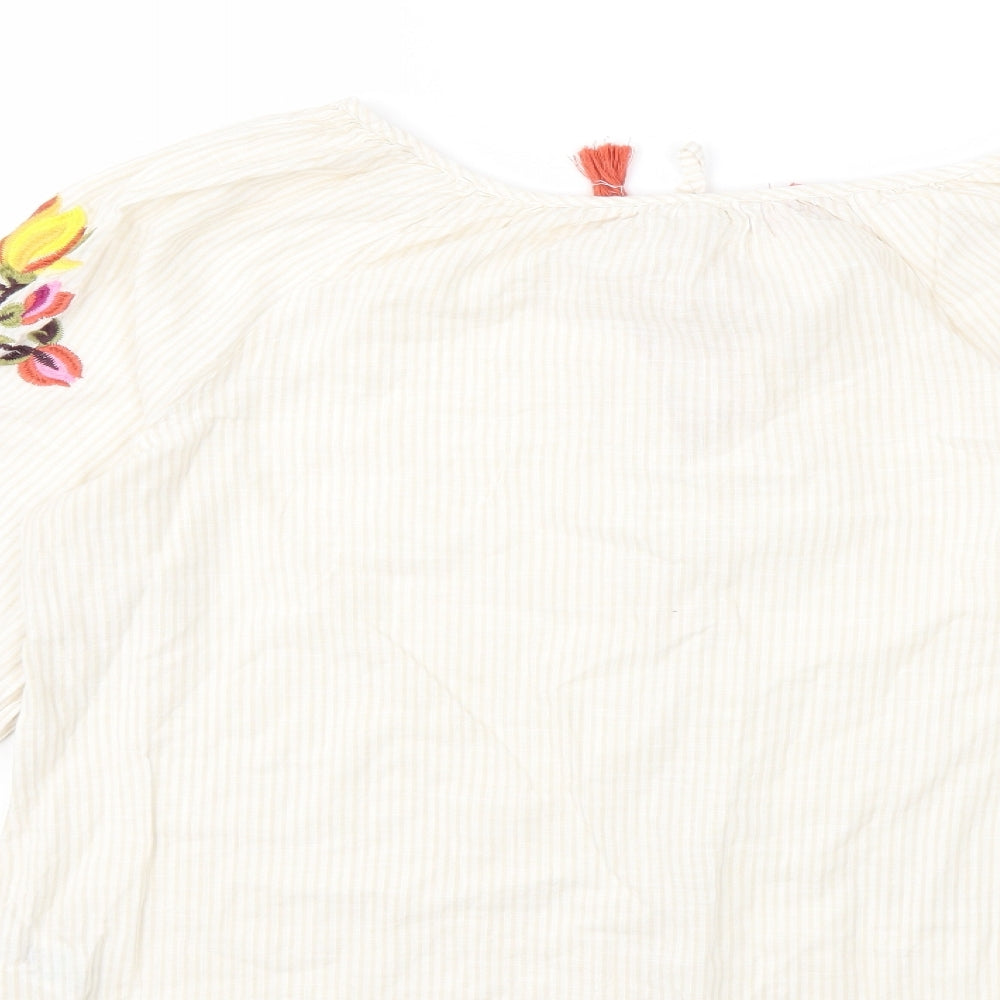 Falmer Heritage Womens White Striped  Basic Blouse Size 16