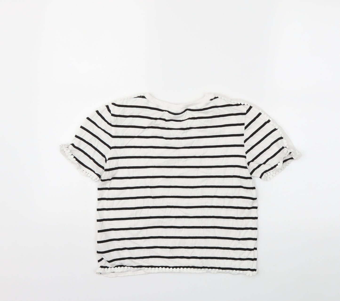 Topshop Womens White Striped  Basic T-Shirt Size 6