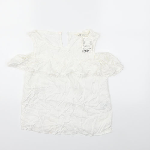 H&M Girls White   Basic Blouse Size 11-12 Years
