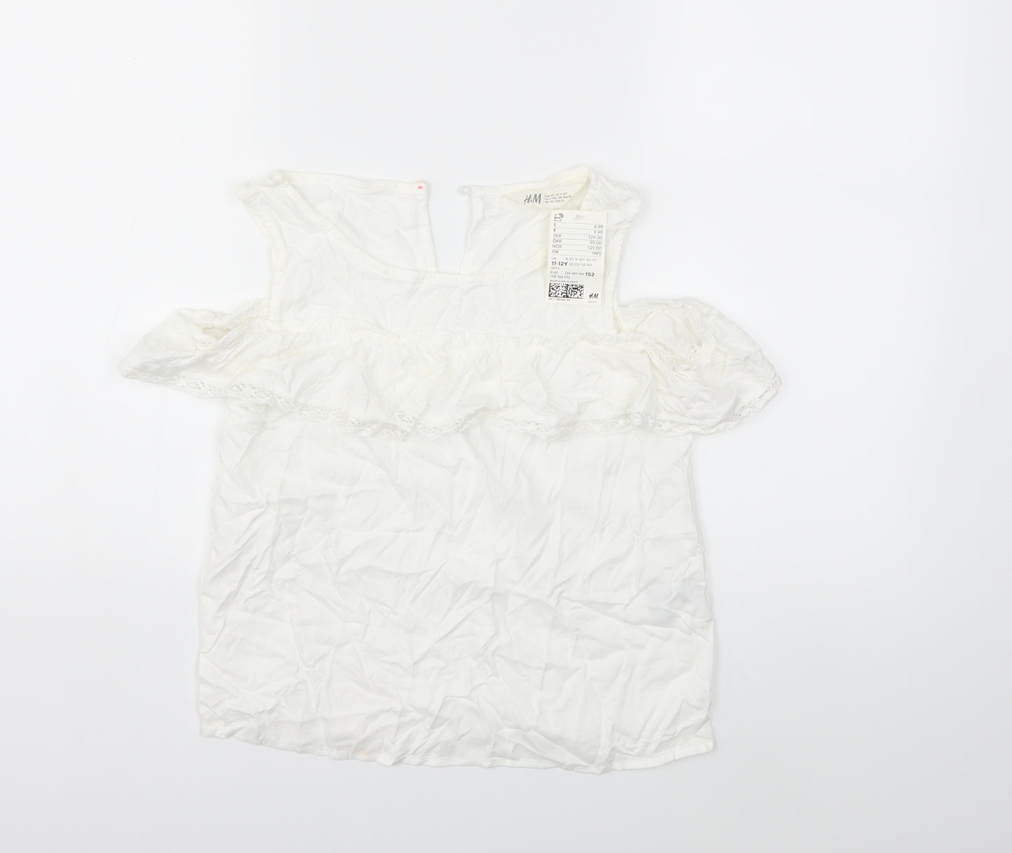 H&M Girls White   Basic Blouse Size 11-12 Years