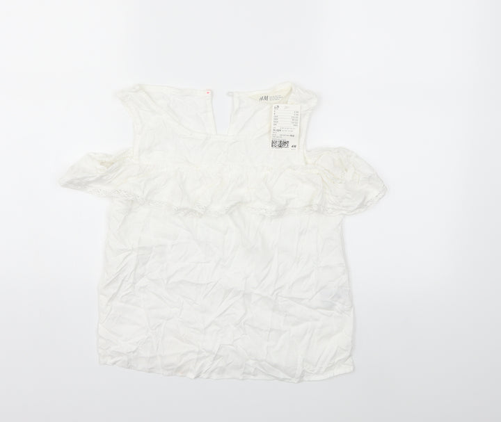 H&M Girls White   Basic Blouse Size 11-12 Years