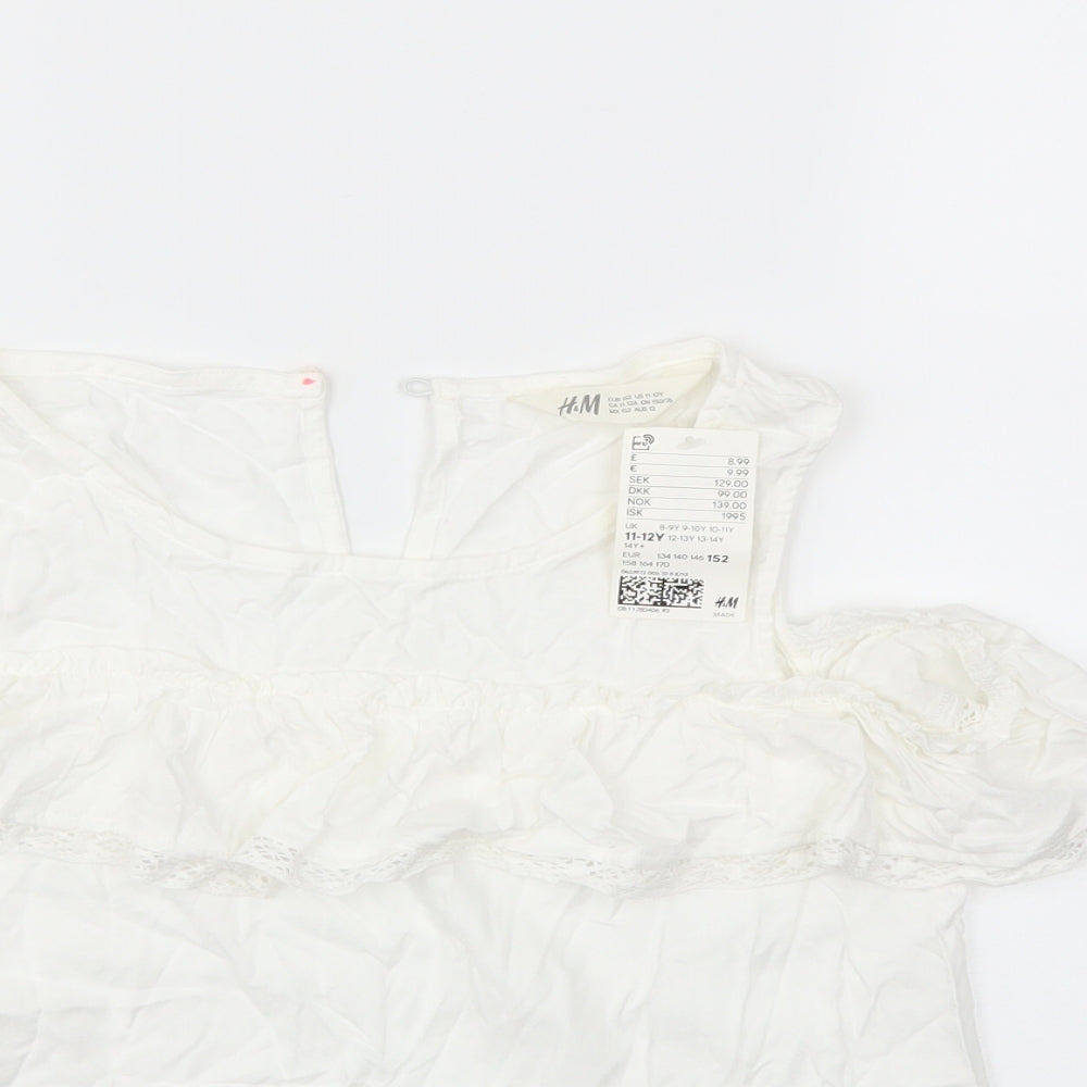 H&M Girls White   Basic Blouse Size 11-12 Years