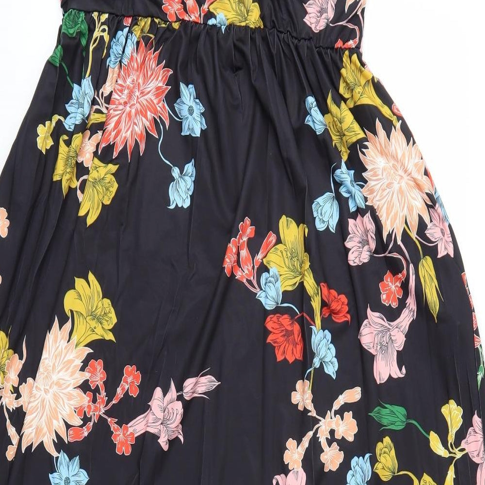 OUGES Womens Black Floral  Maxi  Size XL