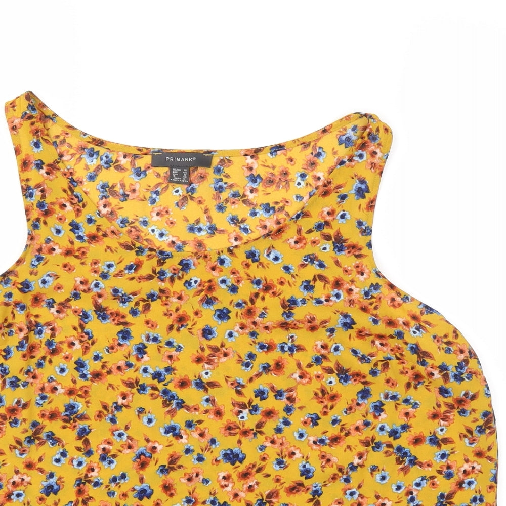 Primark Womens Yellow Floral  Basic Blouse Size 16