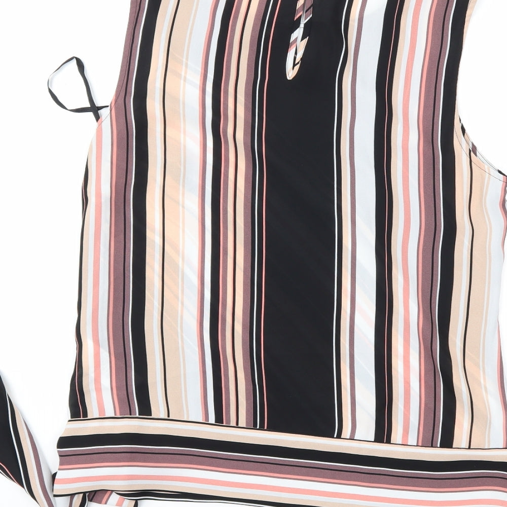 Debenhams Womens Black Striped  Basic Blouse Size 12