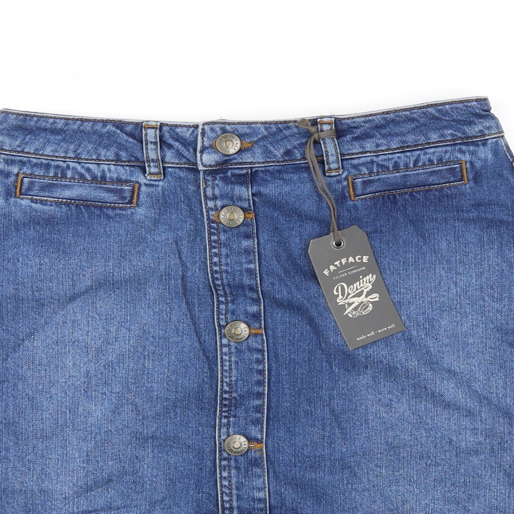 Fat Face Womens Blue  Denim A-Line Skirt Size 10