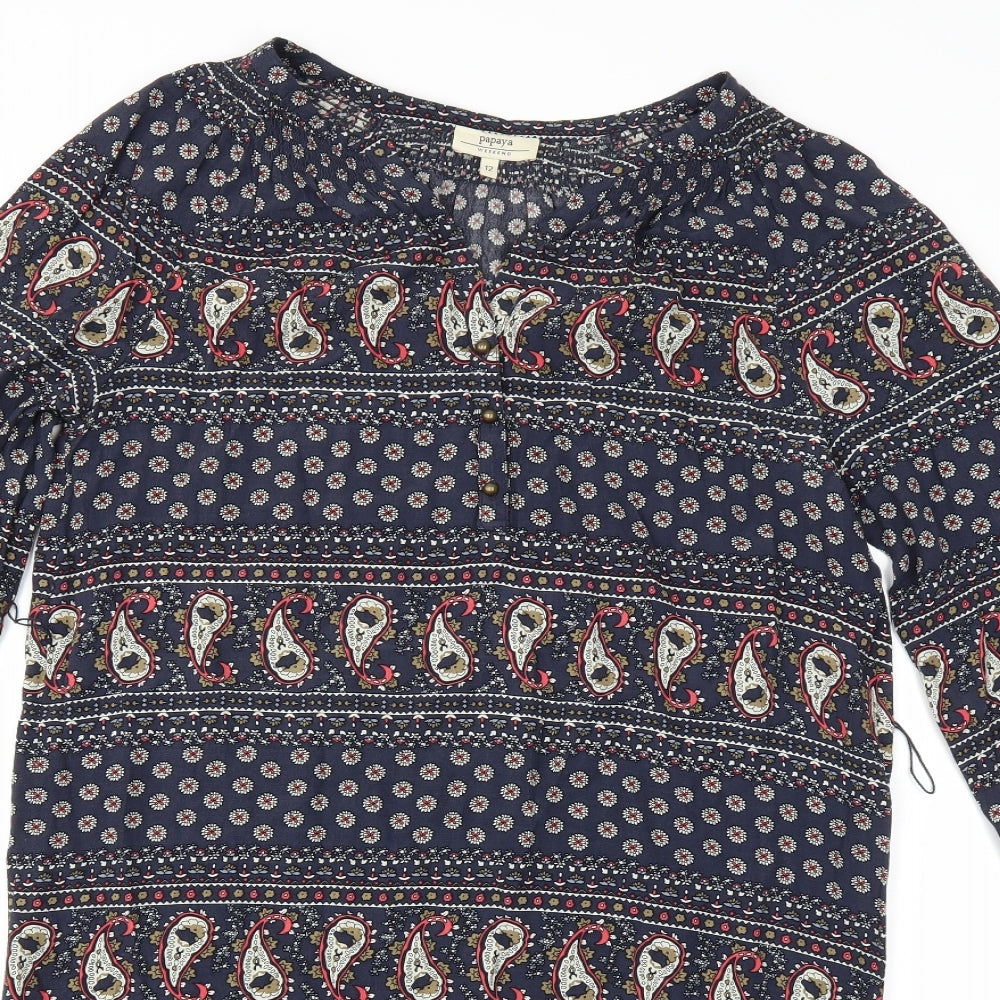 Papaya Womens Blue Paisley  Shift  Size 12