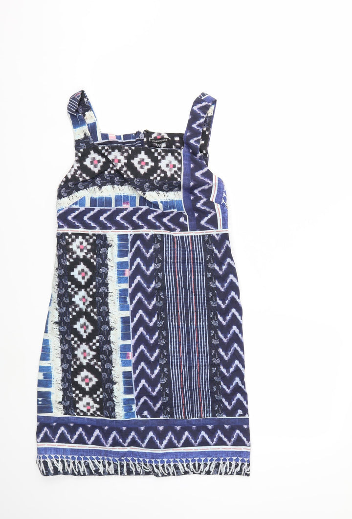 Warehouse Womens Blue Striped Shift Size 10