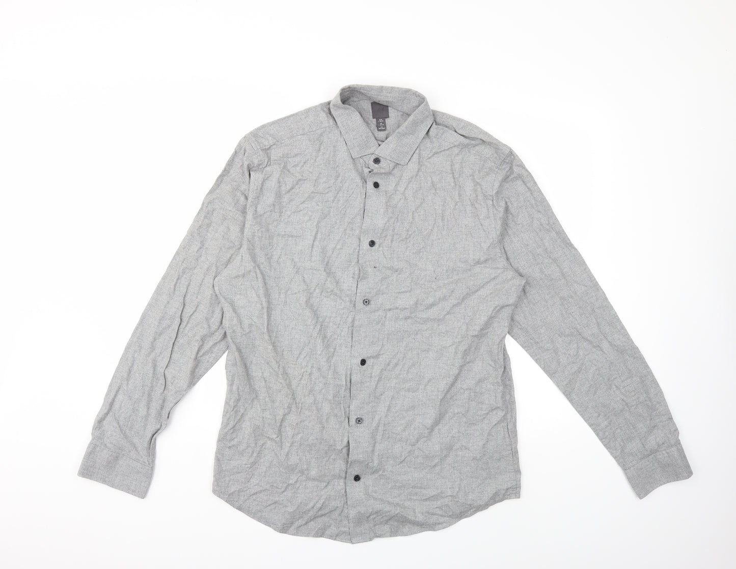 H&M Mens Grey    Button-Up Size L