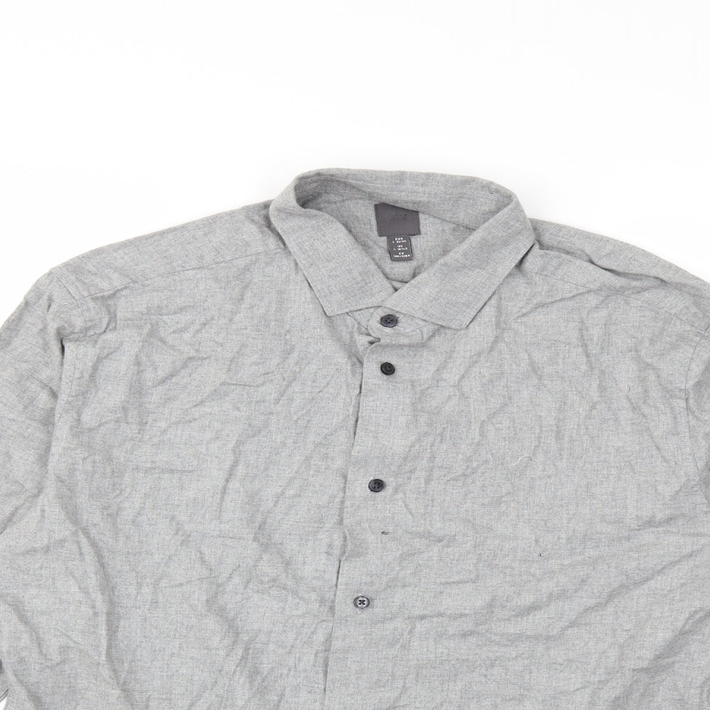 H&M Mens Grey    Button-Up Size L