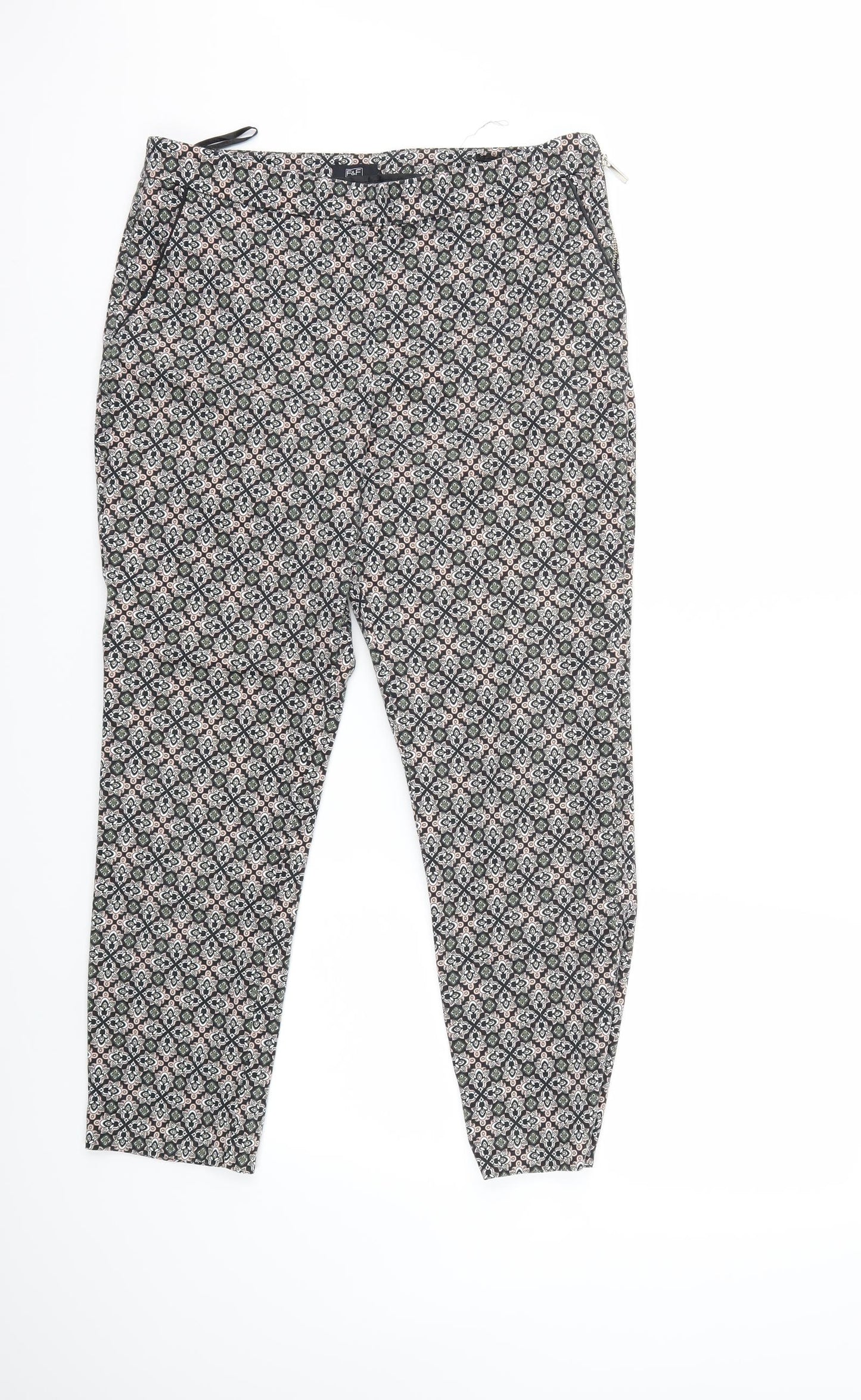 F Womens Beige Geometric  Trousers  Size 16 L27 in